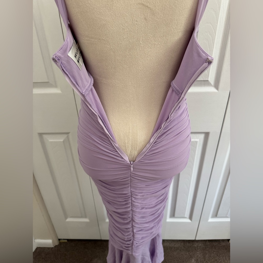 Hello Molly Sz4 lavender long body con polyester spandex dress - Picture 6 of 16